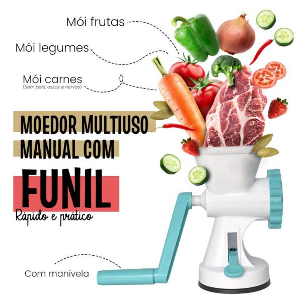 Moedor de Carne Linguiça Multiuso Manual Com Funil - Image 4