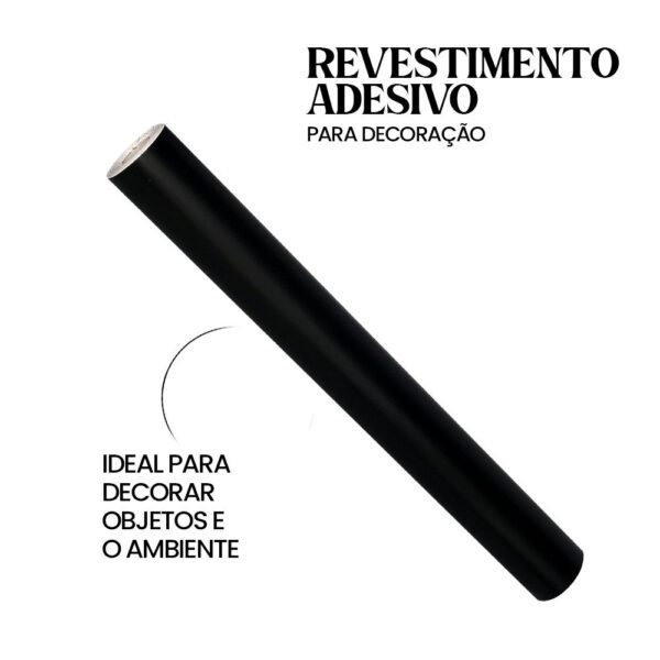 Papel Adesivo Contact Preto Brilhante com 10 Metros - Image 2