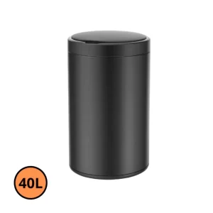 Lixeira_Autom_tica_Redonda_em_A_o_40_Litros_com_Sensor___Preta_imagem_1